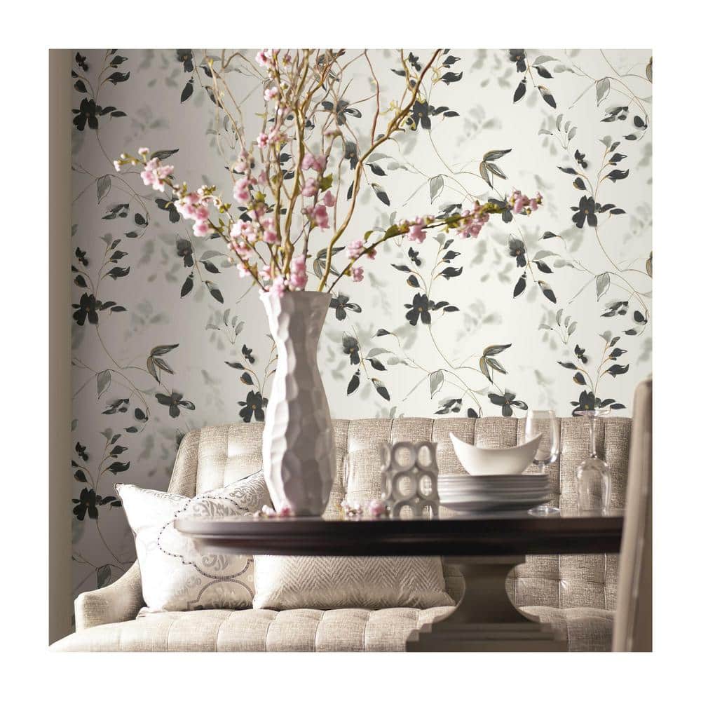 Black and White Floral Peel and Stick Wallpaper Roll