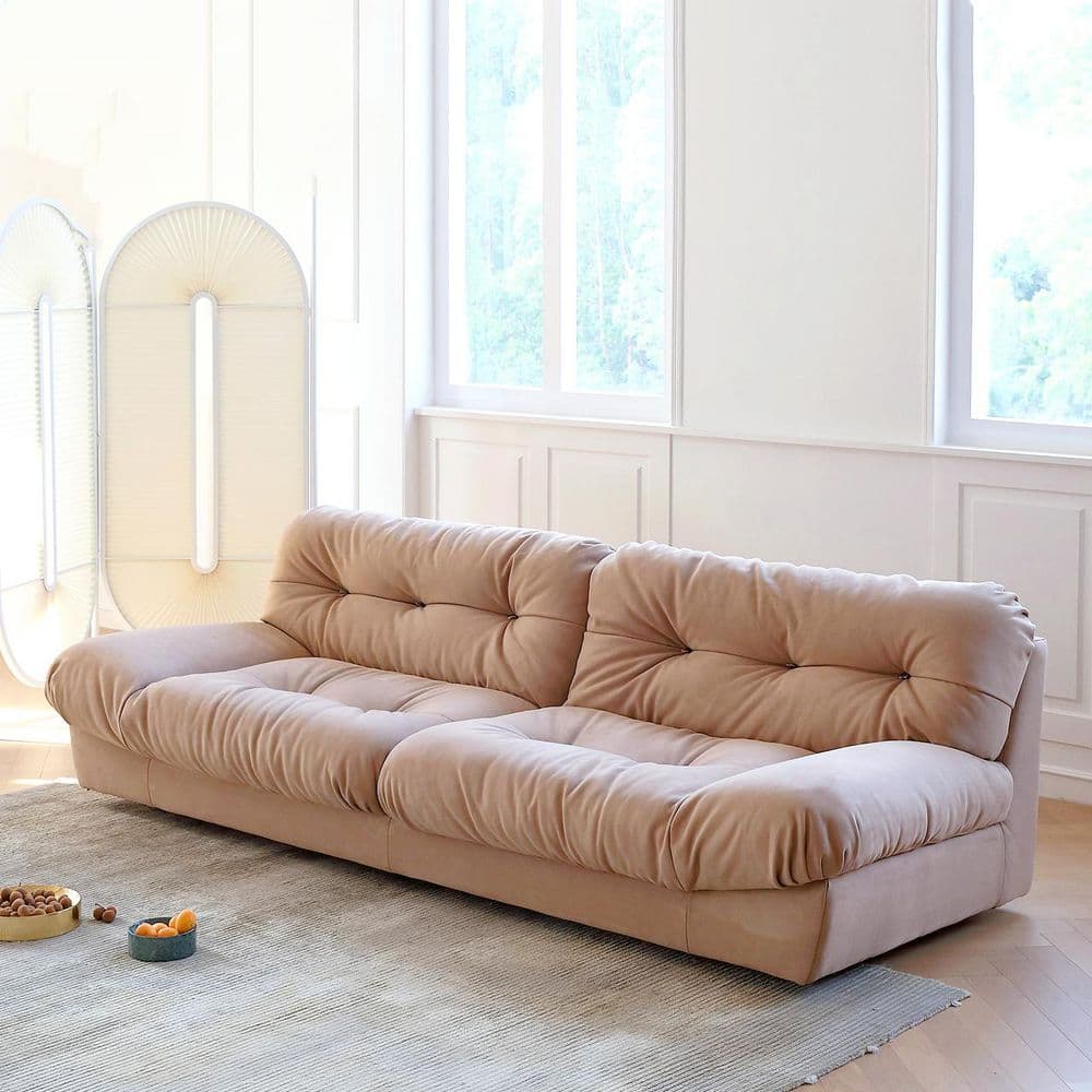 105 in. Overstuffed Armless 3-piece Anti Cat Scratch Microfiber Curved Sectional Sofa Couch for Apartment in. Pink