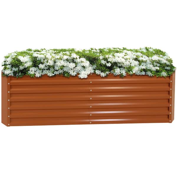 Sunnydaze 71 in. x 35.5 in. Brown Galvalume Galvanized Steel Raised Garden Bed