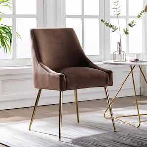 Trinity Coffee Upholstered Velvet Accent Chair With Metal Legs