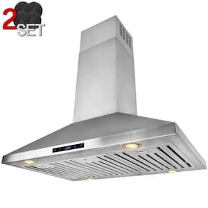 36 in. 343 CFM Convertible Kitchen Island Mount Range Hood in Stainless Steel with Touch Control and 2 Set Carbon Filter