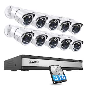 4K 16-Channel 3TB POE NVR Security Cameras System with 10-Wired 5MP Outdoor IP Bullet Cameras, 120 ft. Night Vision