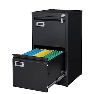 28.66 in. W x 17.80 in. H x 15.12 in. D 2 Drawer Black Freestanding Cabinet with Lock Steel Office File Storage Cabinets