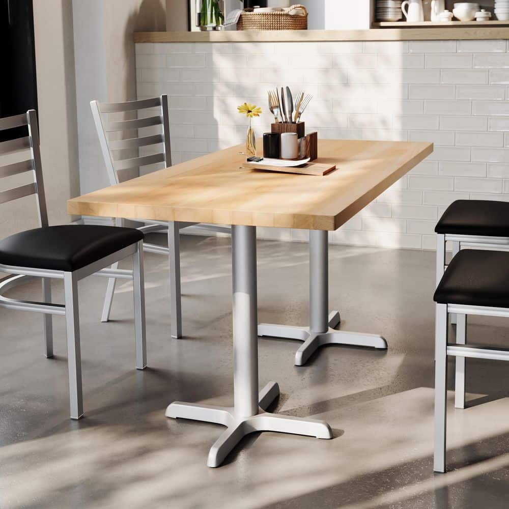 Bennett Contemporary Natural Top/Silver Base Wood 30 in. Cast Iron Rust-Resistant Trestle Base Dining Table Seats 6 price history on PriceWatchPro