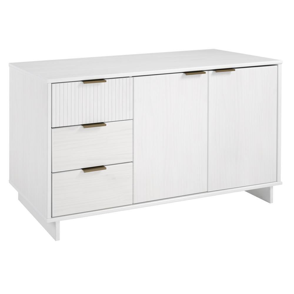 Granville 55" White Modern Buffet Sideboard with Ribbed Drawers