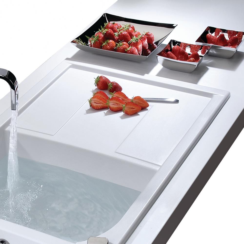 34'' White Granite Single Bowl Kitchen Sink with Drainboard