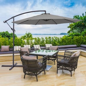 10 ft. Patio Offset Umbrellas 50-Plus UV Protection Cantilever Outside Umbrellas, Gray