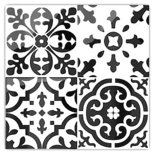 Black & White Collection 7.8"x7.8" Peel and Stick Tile for Kitchen Backsplash, Wall Decoration (12pcs/5.2sq.ft）