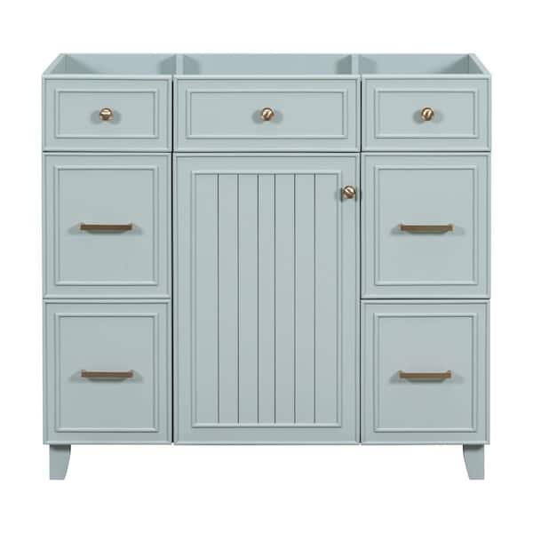 EPOWP 36 in. W x 18 in. D x 33 in. H Bath Vanity Cabinet without Top in Green with 4-Drawers and Door Storage Shelf