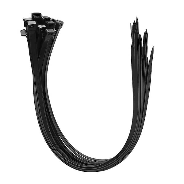 24 in. UV Resistant Nylon Cable Zip Tie Black 100-Pack Heavy Duty 200 lbs. Ultra Strong Plastic Wire Ties
