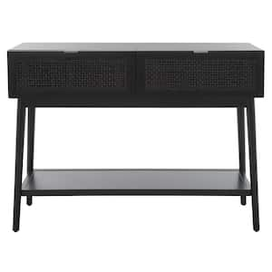 Baisley 13.98 in. Black Rectangle Wood Console Table with Drawer