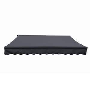 12 ft. x 10 ft. Gray Motorized Patio Retractable Awning Black Frame UV Polyester