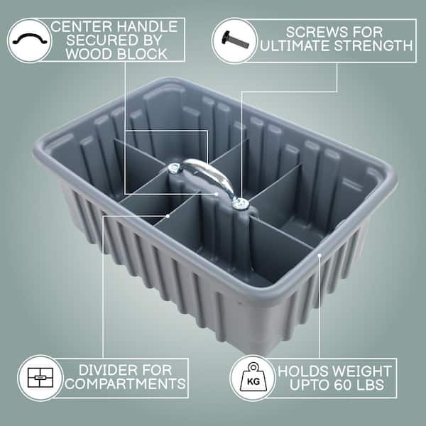 AMERICAN BUILT PRO Professional Grade 19 in. Gray Polyethylene Tote Tray  with 6-Dividers T1050P1 The Home Depot