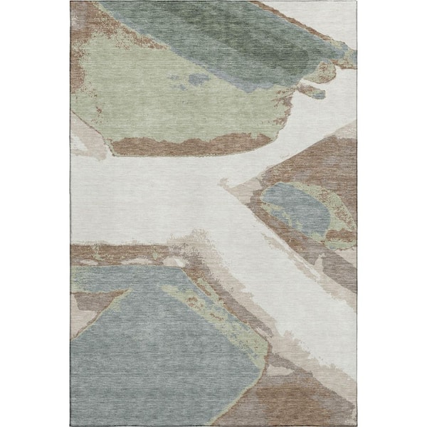 Mayfield Premium Machine Washable Abstract AMF2571 Ivory 10 ft. x 14 ft. Area Rug
