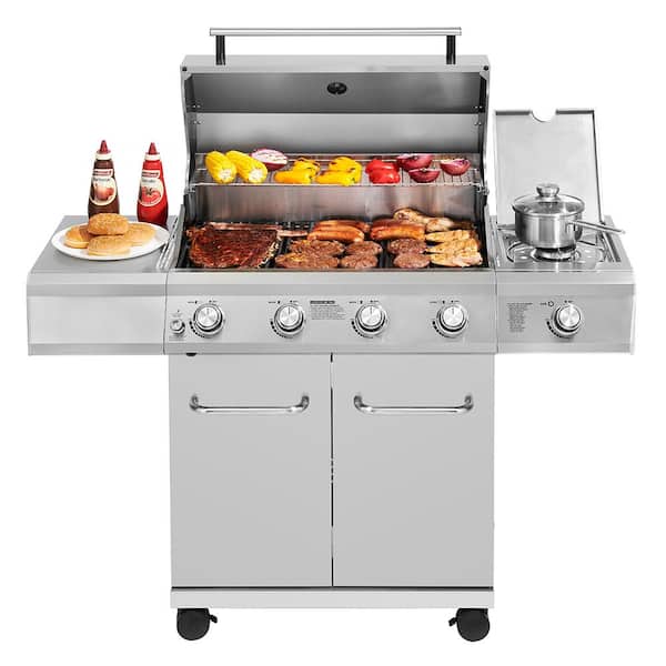 Monument Grills 25392 4-Burner Propane Gas Grill in Stainless Steel with LED Controls and Side Burner - 2