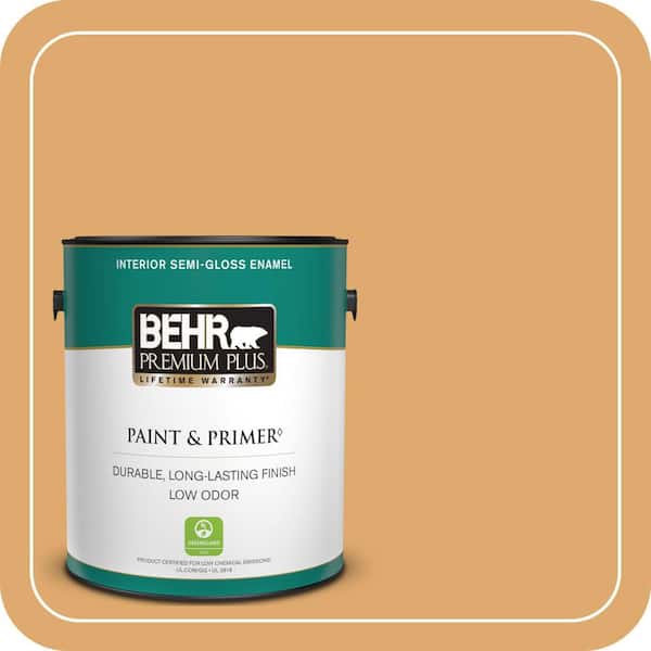 BEHR PREMIUM PLUS 1 gal. Home Decorators Collection #HDC-FL13-2 Corn Maze Semi-Gloss Enamel Low Odor Interior Paint & Primer