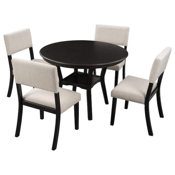 LUCKY ONE Vietnam 5-Piece Espresso Dining Table and Chairs