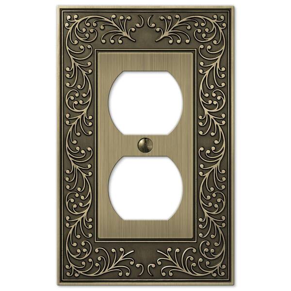 Hampton Bay Bleinhem 1 Gang Duplex Metal Wall Plate - Brushed Brass