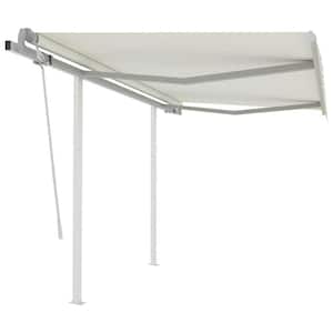 118.1 in. Manual Retractable Awning with Posts (96 in. Projection) in Cream