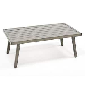 EliteCast Rectangle Gray Aluminum Outdoor Coffee Table