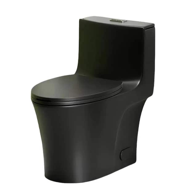 1-Piece 1.1/1.60 GPF Powerful Flush Elongated Toilet in Black, cUPC Certified, WaterSense, ADA, Seat Included