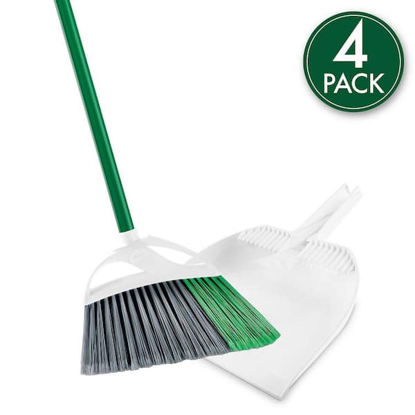 Large Precision Angle Broom with Dustpan (4-Pack)