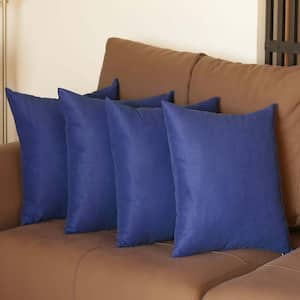 Honey Decorative Throw Pillow Cover Solid Color 20 in. x 20 in. Sapphire Blue Square Pillowcase Set of 4