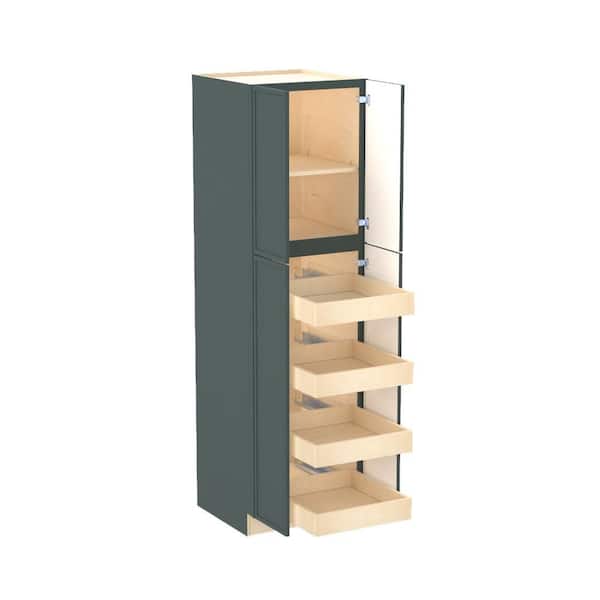 Franklin 24 in. W x 24 in. D x 84 in. H Assembled Plywood Pantry Kitchen Cabinet in Verdant Green with 4ROT Soft Close