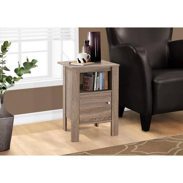 17.7 in. Rustic Brown Square Wood Side Table, Small Space End Table, Modern Night Stand with Storage Shelve (2-Tier)