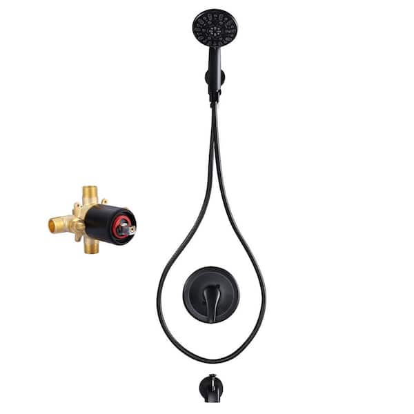 AVITAS Single Handle 7-Spray Tub and Shower Faucet 1.8 GPM with Handheld Shower in. Spot Defense Matte Black (Valve Included)