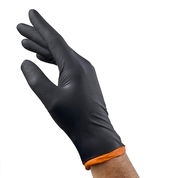 HDX Pop-N-Go Black Disposable Heavy Duty Nitrile Gloves, Size