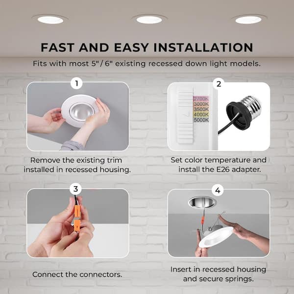 5/6 in Builder Series Housing Required New Construction and Remodel Dimmable Indoor Integrated LED Retrofit Trim-12 Pack