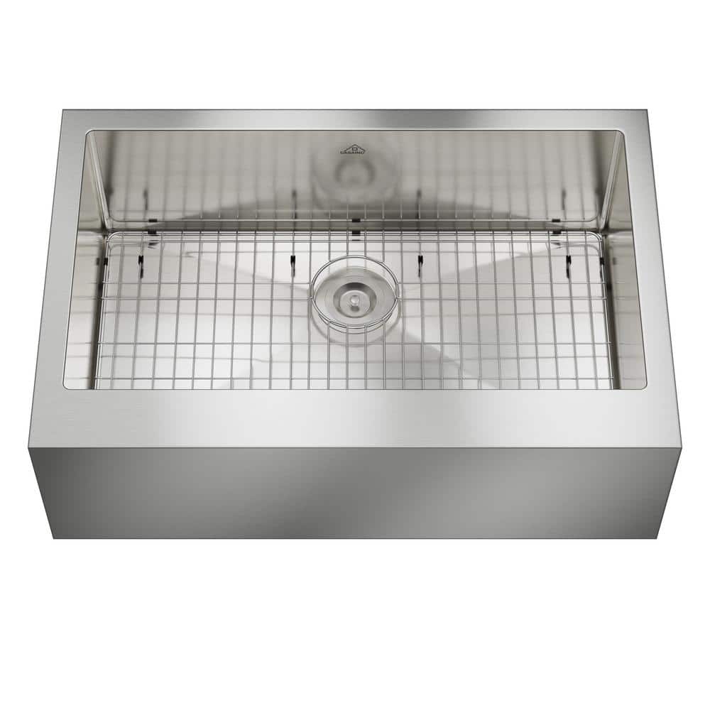 33" Brushed Stainless Steel Farmhouse Kitchen Sink with Matte Black Faucet