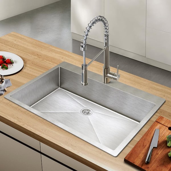 33 in. Undermount or Drop-in Single Bowl Silver Stainless