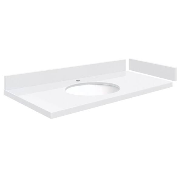 Transolid Silestone 39.5 in. W x 22.25 in. D Quartz White Round Single Sink Vanity Top in Miami White