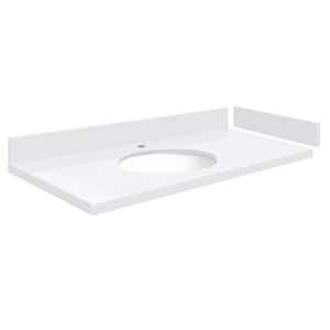 Silestone 40.5 in. W x 22.25 in. D Quartz White Round Single Sink Vanity Top in Miami White