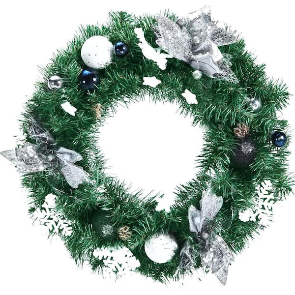 Gymax 20 in. Pre-Lit Artificial Christmas Wreath Full-Decorated