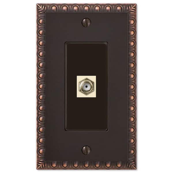 AMERELLE Antiquity 1 Gang Coax Metal Wall Plate - Aged Bronze