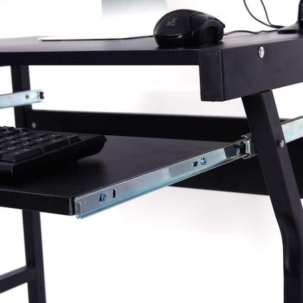 Winado 29.5 in. Retangular Black Wood Computer Desk with 4-Wheel  941228129183 - The Home Depot