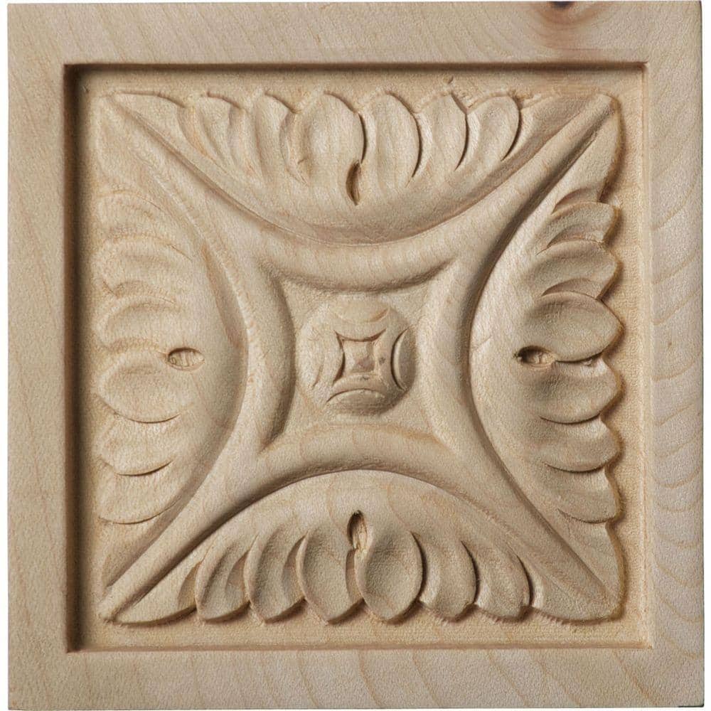 Ekena Millwork 3/4 in. x 3-1/2 in. x 3-1/2 in. Unfinished Wood Cherry  Medium Middlesbrough Rosette ROS03X03MDCH