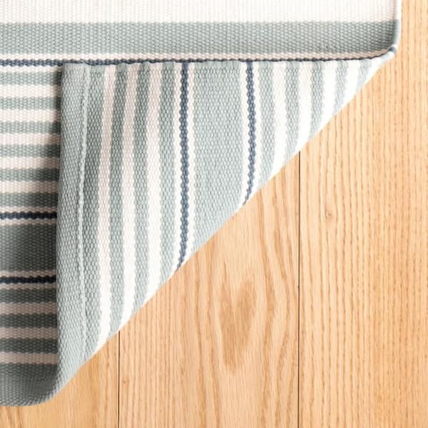 Rugby Stripe Handwoven Light Blue 8 ft. x 10 ft. Outdoor Area Rug