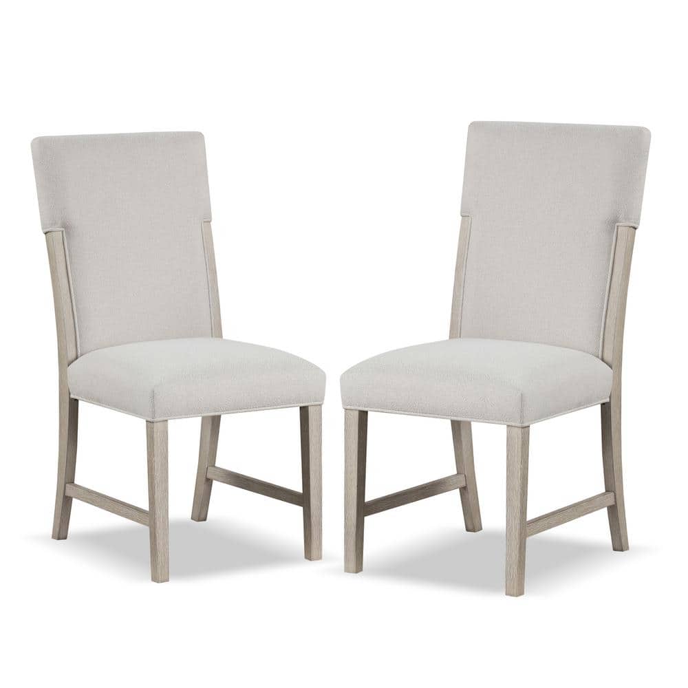 Natural Beige Upholstered Wood Side Chair Set