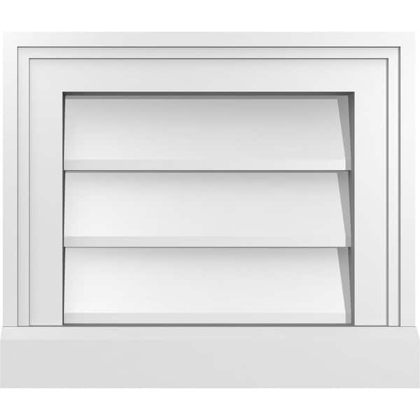 Ekena Millwork 14 in. x 12 in. Vertical Surface Mount PVC Gable Vent: Decorative with Brickmould Sill Frame