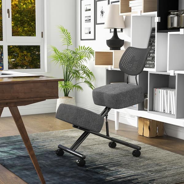 Furniture Of America Kipler Gray Fabric Ergonomic Kneeling Chair Idf 6101 Gy