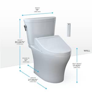 Aquia IV Arc 2-piece 0.9/1.28 GPF Dual Flush Elongated Comfort Height Toilet in. Cotton White C5 Washlet Seat Included