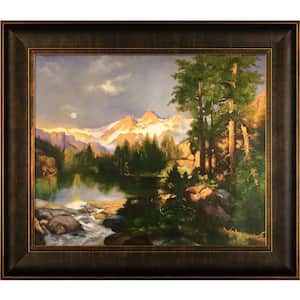 "The Three Tetons with Veine D'Or Bronze Scoop Frame " by Thomas Moran Oil Painting