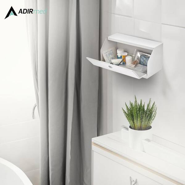 Vivacomfort 12.5 in. W x 6 in. H Medium White Metal Surface Mount Medicine Cabinet without Mirror with Lock