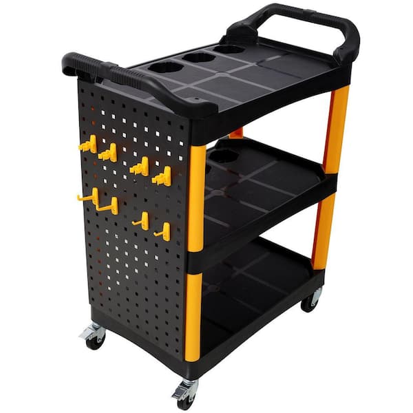 8 cu. ft. Plastic Rolling Detailing Cart-Spray Bottle Holders