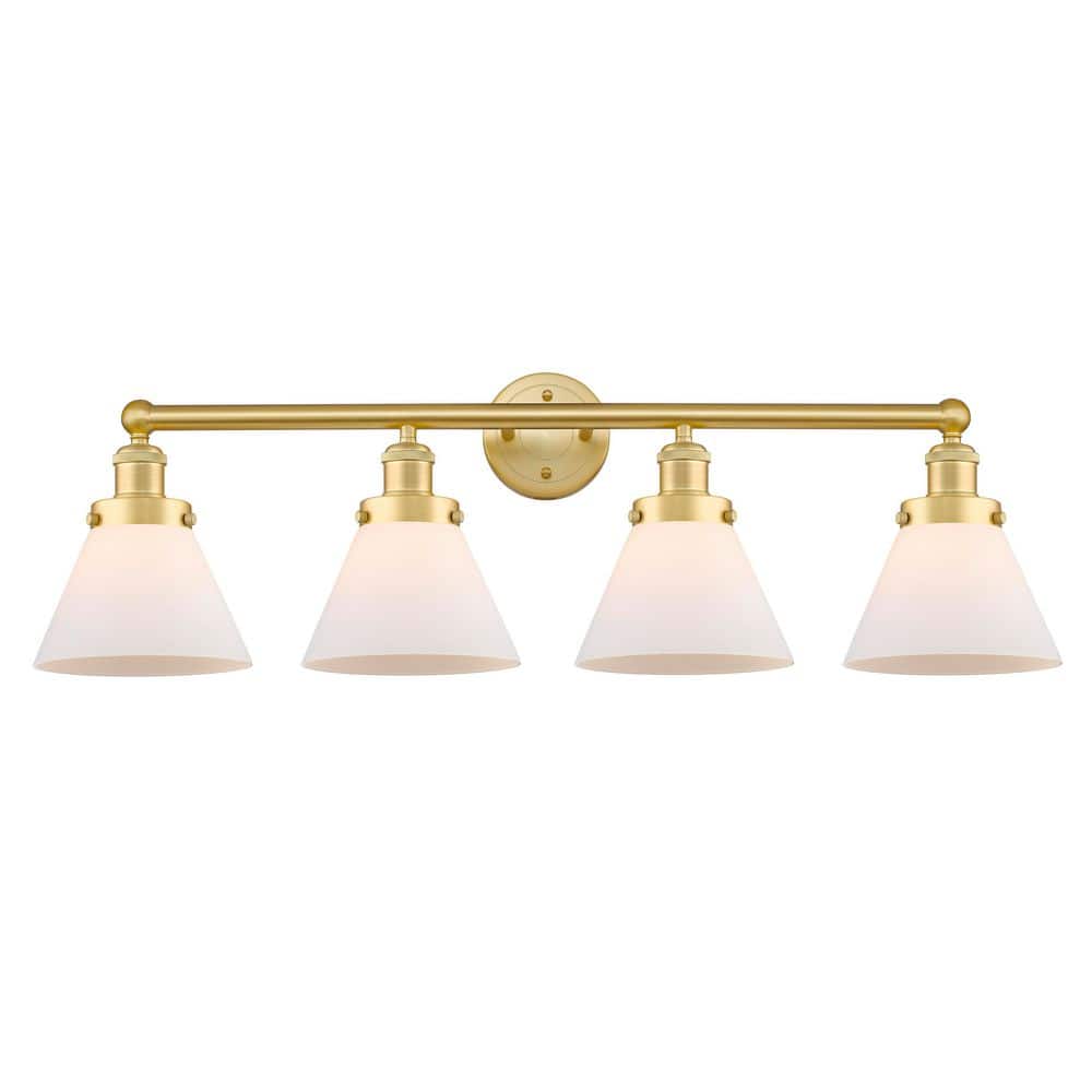 Cone 34.75 in. 4-Light Satin Gold Vanity Light with Glass Shade price history on PriceWatchPro