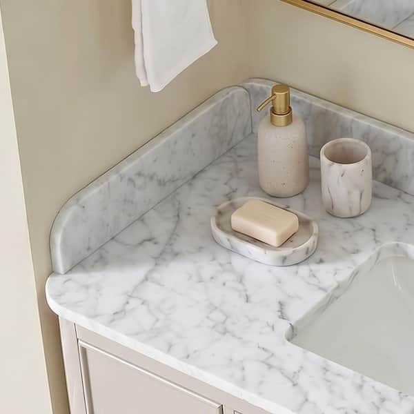 18.19 in. W Carrara Marble Vanity Sidesplash in White
